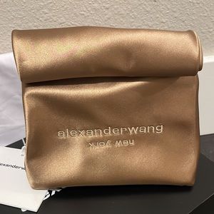 Alexander Wang Gold Satin Lunch Bag Clutch